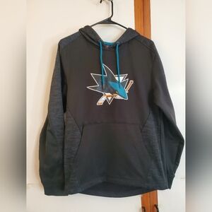 San Jose Sharks Hockey Black And Blue Hoodie Sweatshirt Size Small
